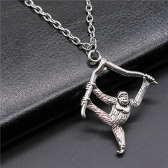 Vintage Antique Silver Orangutan Monkey Pendant Necklace for Women Men