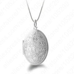 Vintage Photo Locket Necklace 925 Silver Pendant Women Gift
