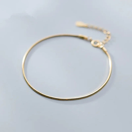 Golden Snake Bone Chain Charm Bracelet 925 Sterling Silver