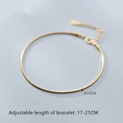 Golden Snake Bone Chain Charm Bracelet 925 Sterling Silver