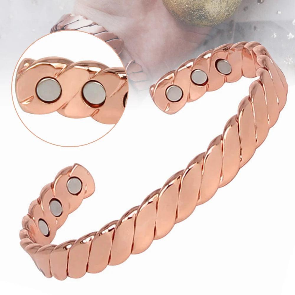 Vintage Women's Copper Bangle Bracelet with Magnets