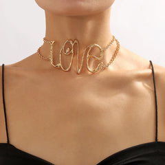 Retro Punk Big LOVE Choker Necklace for Women