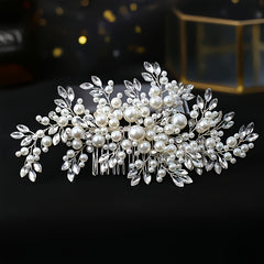 Bridal Hair Comb with Rhinestones & Pearls - Wedding Accessory