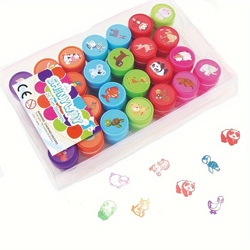26pcs Ocean Life & Zoo Animal Stampers Self Inking Stamps Classroom