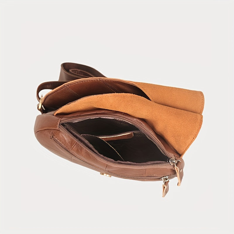 Leaf Shaped Sling Backpack Leather Fanny Packs Vintage Chest Bags