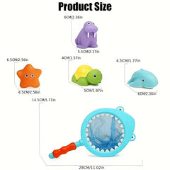 5pcs Squishy Animal Bath Toys Set Water Spray Shark Fishing Game for Kids