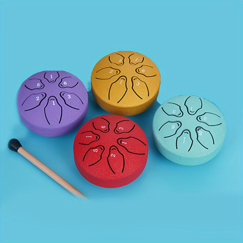 Portable 3 Inch Mini Steel Tongue Drum in Lake Purple Red Golden