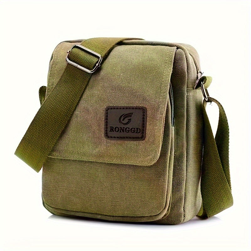 Vintage Square Shoulder Bag Zipper Crossbody Bag Lightweight Canvas Bag