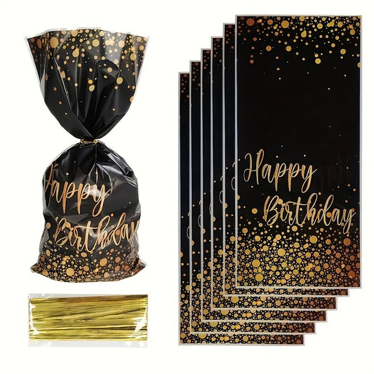 50pcs Small Golden Cellophane Treat Bags Dot Goodie Bags With Twist Ties