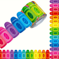 60 Ft Vibrant Crayon Die Cut Rolled Border Sticker Back to School Decoration