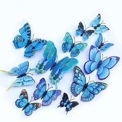 12pcs 3D Double Layer Butterfly Stickers Refrigerator Self-adhesive Magnet