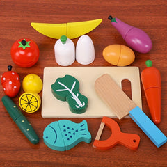 Wooden Kitchen Fruit Vegetable Cut And Chopped Toys