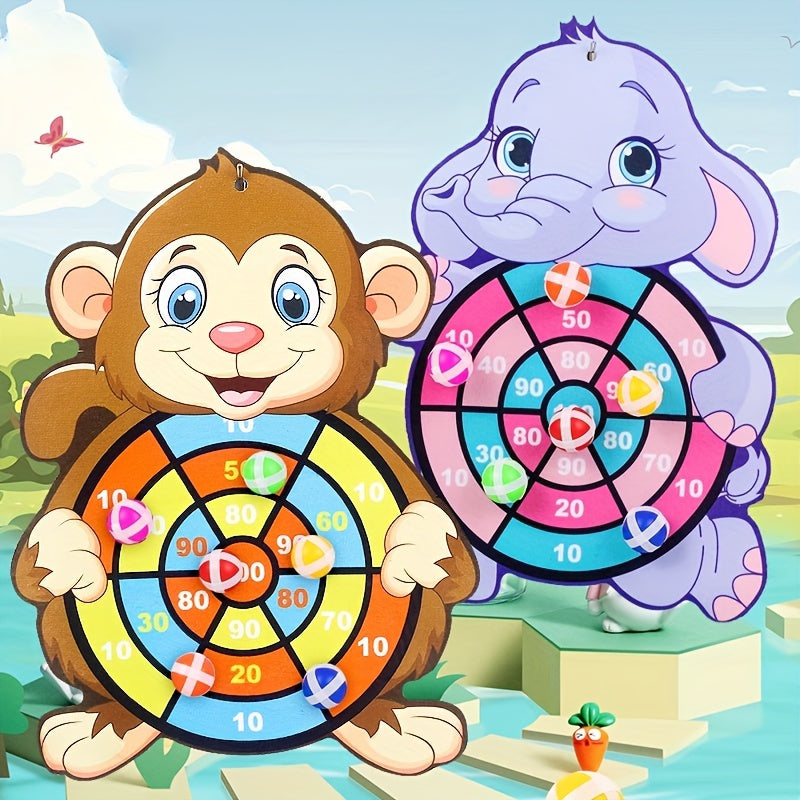 Animal Themed Dartboard Set for Kids Sticky Ball Game Ages 3-6