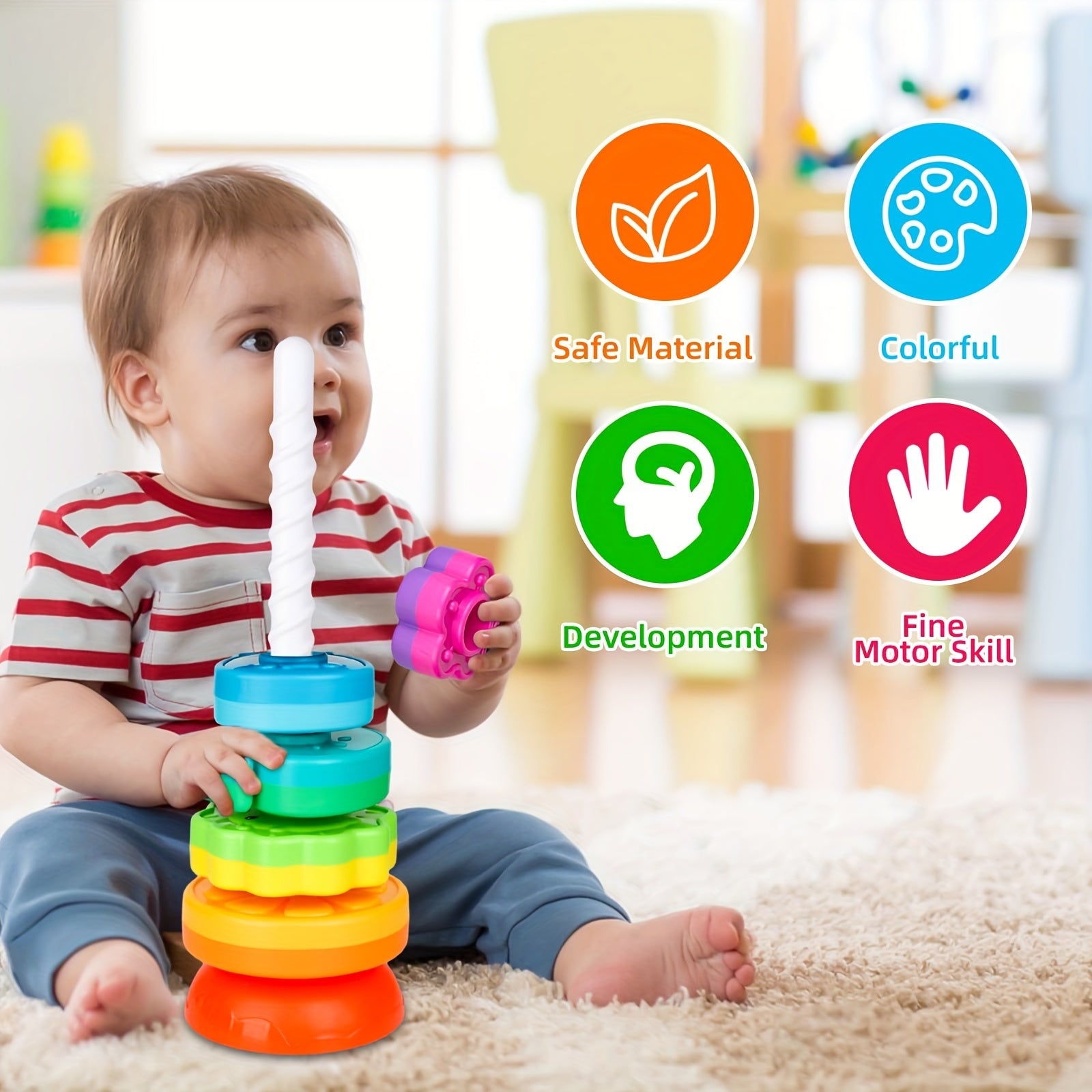 Educational Rainbow Stack Toy Set for Toddlers