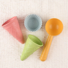 4pcs Beach Ice Cream Tube Spatula Cake Mold Set Plastic Cup Beach Toys