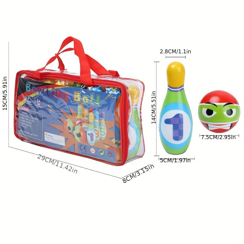 Kids Bowling Set with Soft Cotton Balls and Numbered Pins