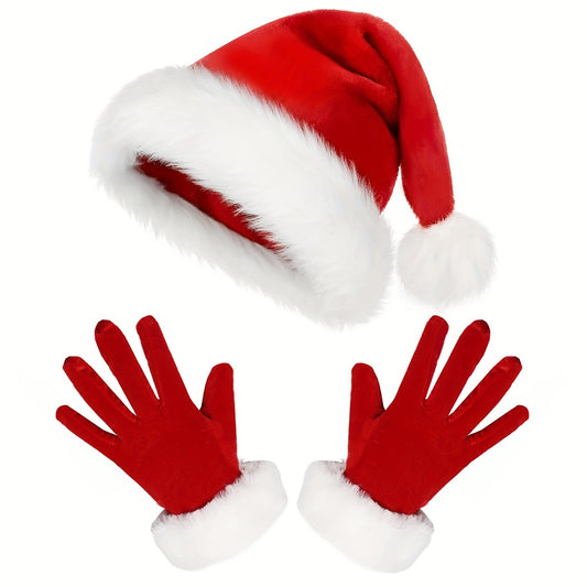 Christmas Santa Costume Set: Hat and Hand Covers for Women
