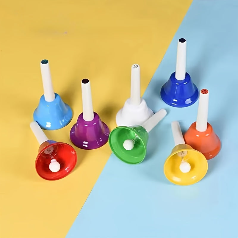 8 Note Hand Bells Set Adults Clear Sound with Handles Festive Celebrations