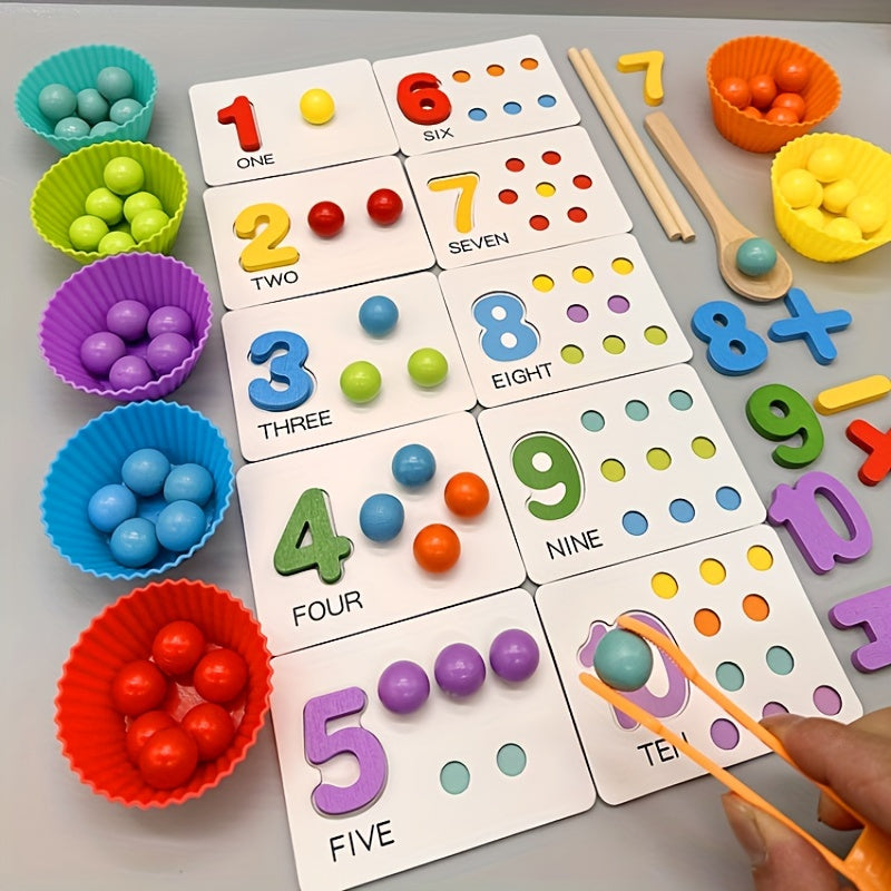 Wooden Number Counting Math Toy for Kids Ages 3-6