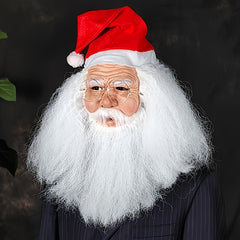 Latex Santa Mask with Realistic Beard for Christmas Cosplay