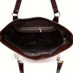 6 Pc Crocodile Pattern Bag Set Women's Shoulder Tote Handbag