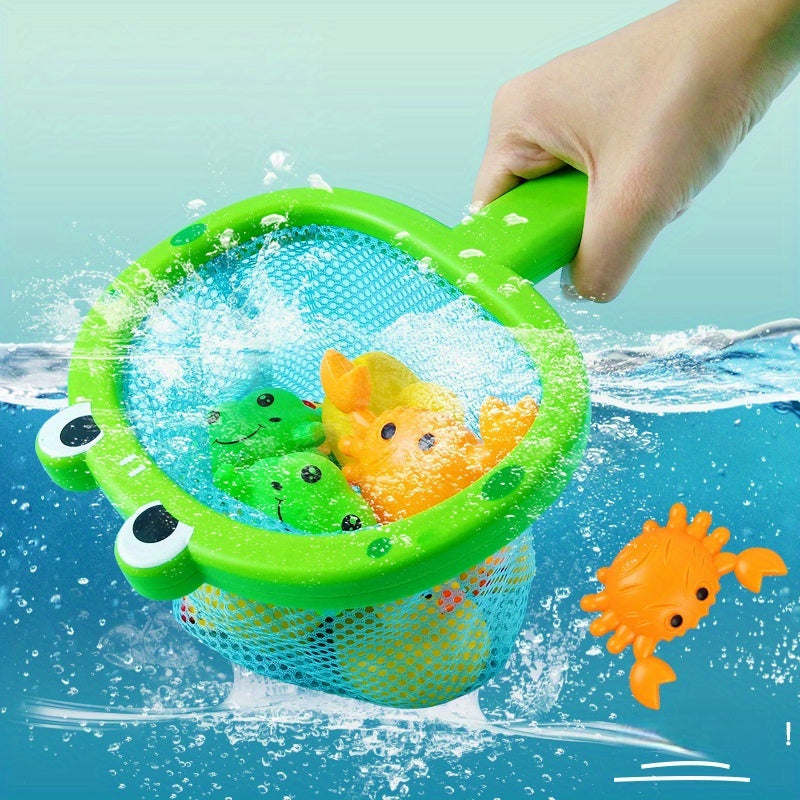 Fun Bath Time Buddies Colorful Fishing Net Water Play Animals Bathroom Toys