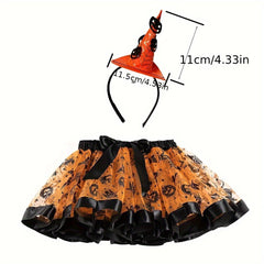Witch Tutu Skirt with Headband Halloween Costume Set