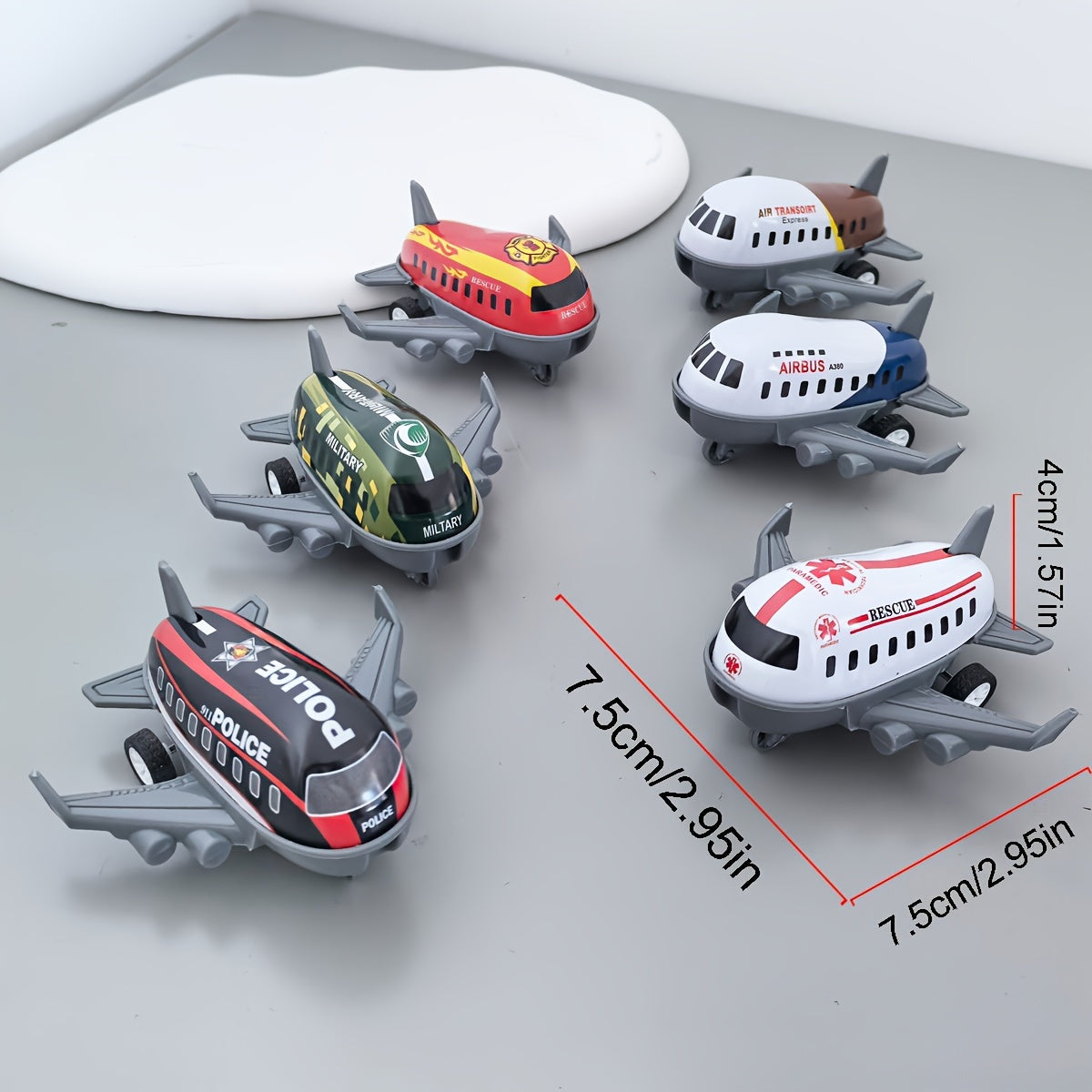 6 Pack Cartoon Inertia Airplane Toy Set for Kids