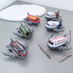 6 Pack Cartoon Inertia Airplane Toy Set for Kids