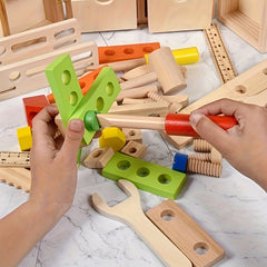 Wooden Children DIY Hand Lifting Tool Box Toy