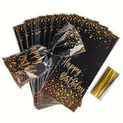50pcs Small Golden Cellophane Treat Bags Dot Goodie Bags With Twist Ties