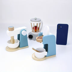 Wooden Kitchen Toy Playsets with Coffee Machine Juicer & Mixer