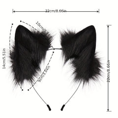 Fox Ears Hair Hoop Beast Tail Furry Halloween Plush Cosplay Set