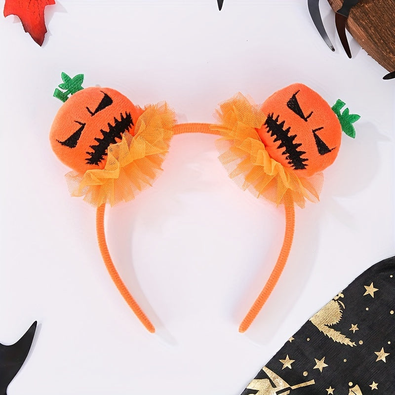 Halloween Pumpkin Headband with Tulle Accents