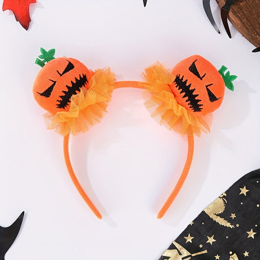 Halloween Pumpkin Headband with Tulle Accents