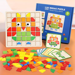 Early Education Puzzle Wooden Three dimensional Mosaic Puzzle Building Blocks