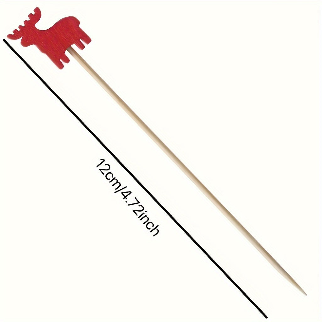 100pcs Christmas Santa Claus Bamboo Picks for Holiday Parties Table Decor