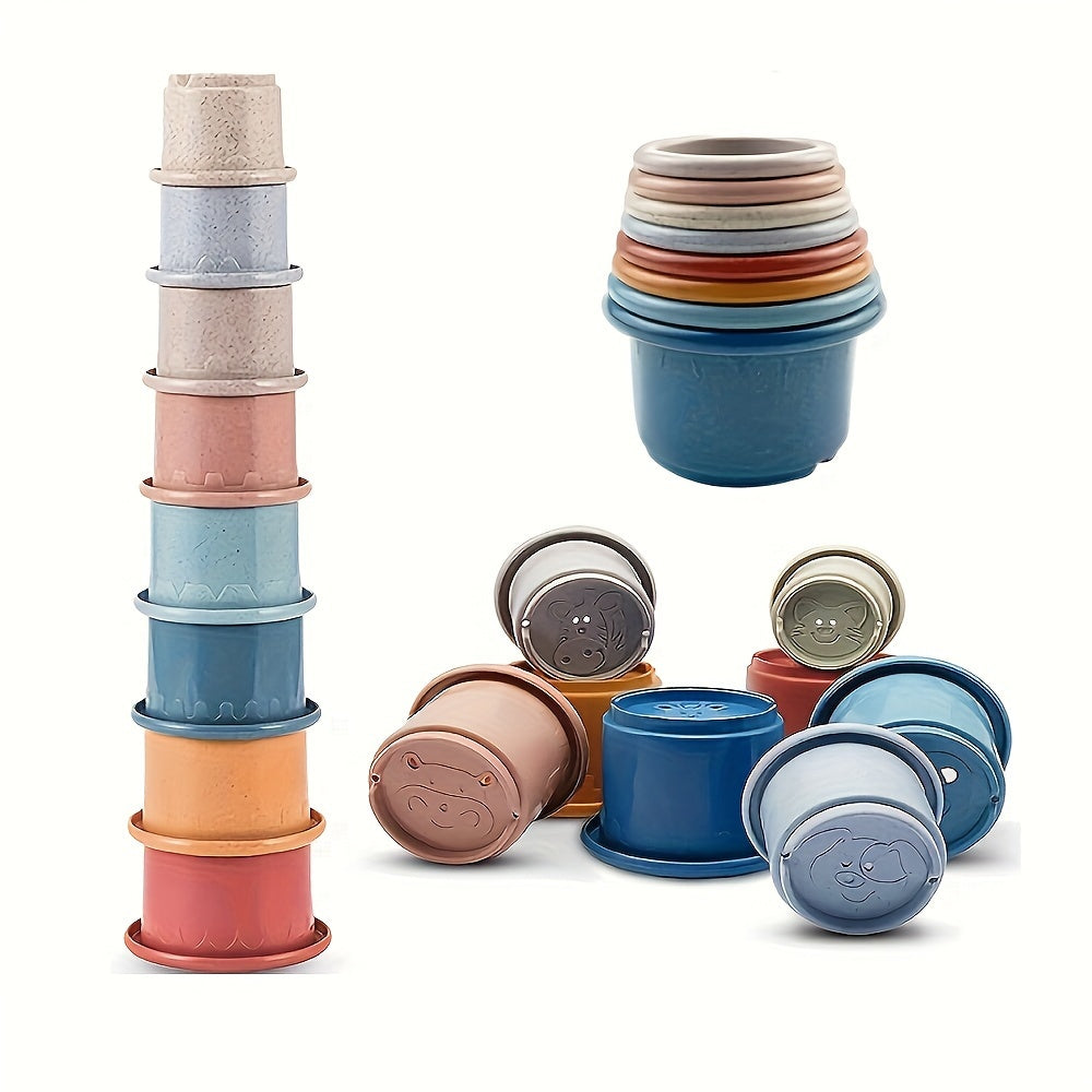 8-Piece Colorful Stacking Cup Toy Set for Babies 0-3 Years