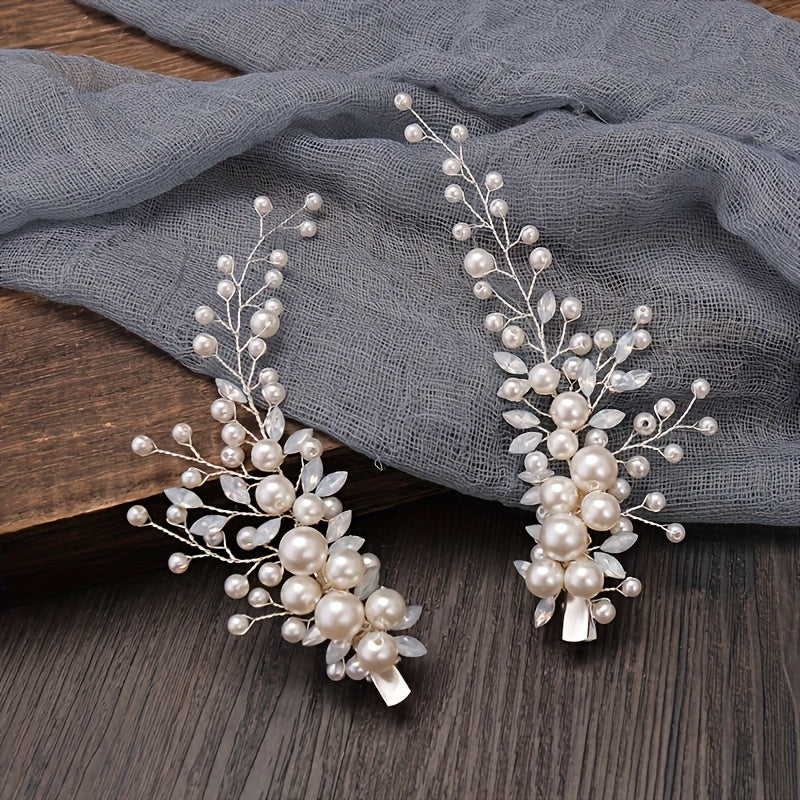 2pcs Pearl Branches Hair Clips Girls Party Fairy Bridal Fresh Hair Accessories