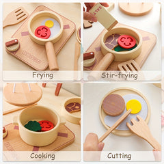 Wooden Cooking Set Toy High Quality Paint Smooth Surface No Burrs