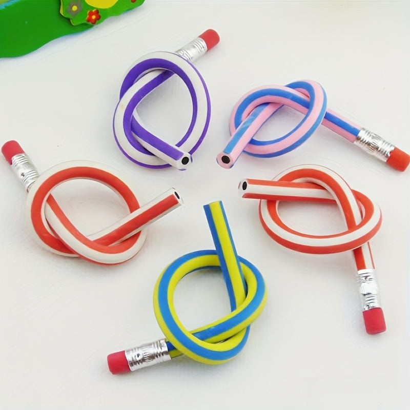5pcs Curved Pencils With Erasers Magic Soft Pencils For Classroom Gift Party