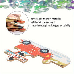 5 in 1 Vehicle Puzzles for Kids Car Transportation Puzzles Toys with Iron Box