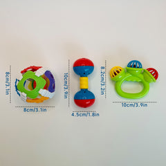 3Pcs Baby Rattle Toys Educational Hand Held Ball Sound Toy Set