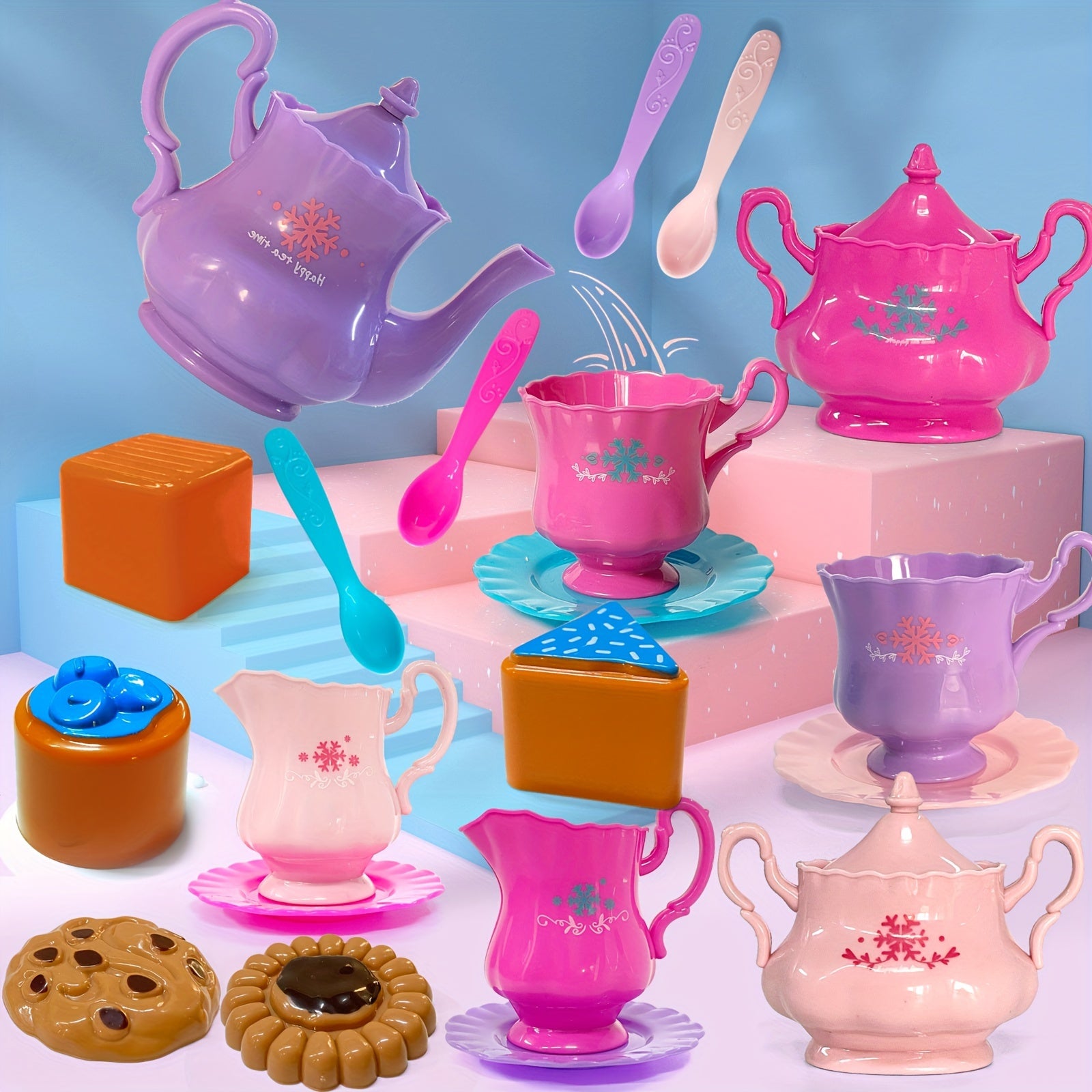 Tea Party Set Tea Set Kettle Cookies Play Food Accessories Toy For Toddlers
