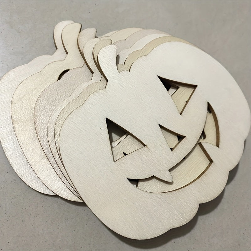 6pcs Wooden Pumpkin Halloween Decoration DIY Craft Hollow Out