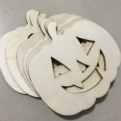 6pcs Wooden Pumpkin Halloween Decoration DIY Craft Hollow Out