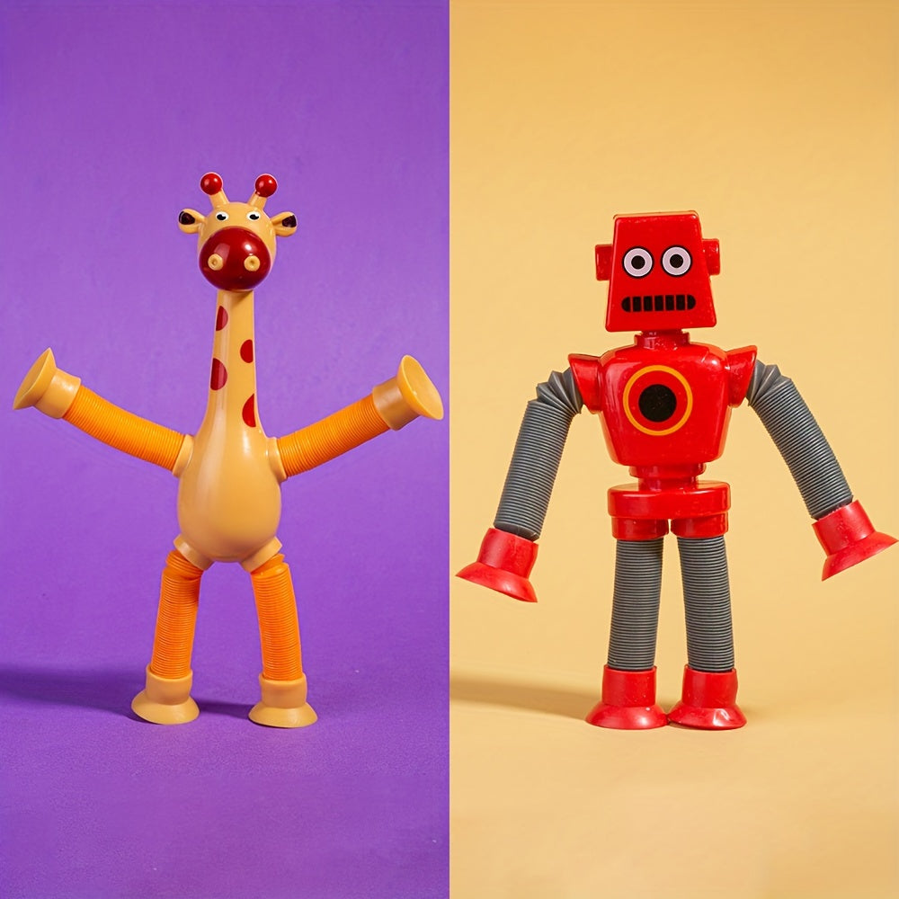4pcs Giraffe Robot Stretch Toys DIY Transformable Relax Figures
