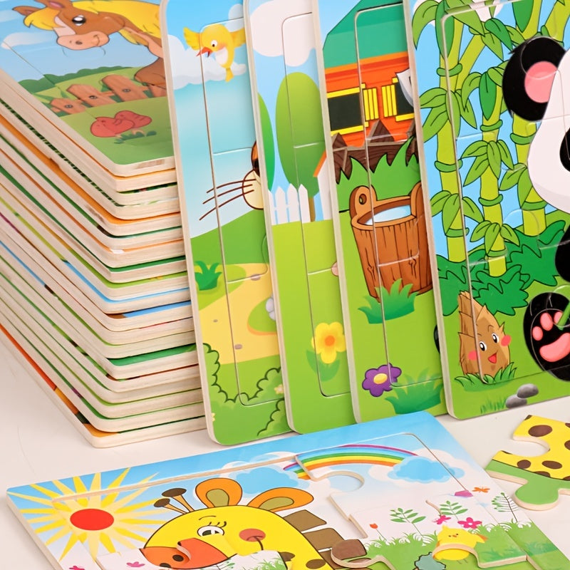 Cartoon Animal Wooden Jigsaw Puzzles for Kids