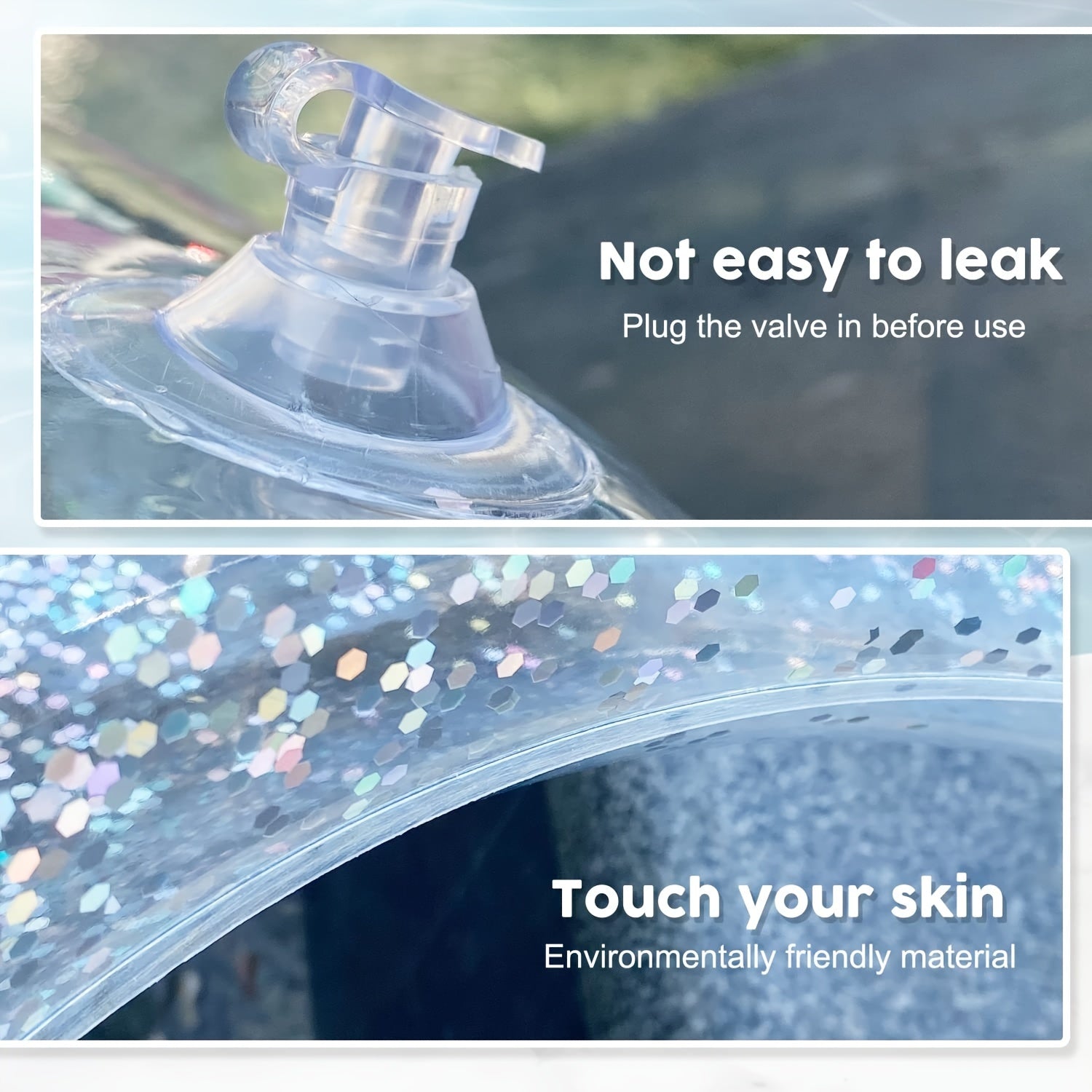 Glitter Swim Tube Transparent Pool Inner Tube w/ Sequins for Beach Pool Party