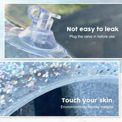 Glitter Swim Tube Transparent Pool Inner Tube w/ Sequins for Beach Pool Party